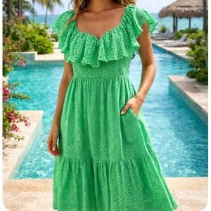 Lilly Pulitzer Asteria Eyelet Dress Cabana Green Daisy Dreams
